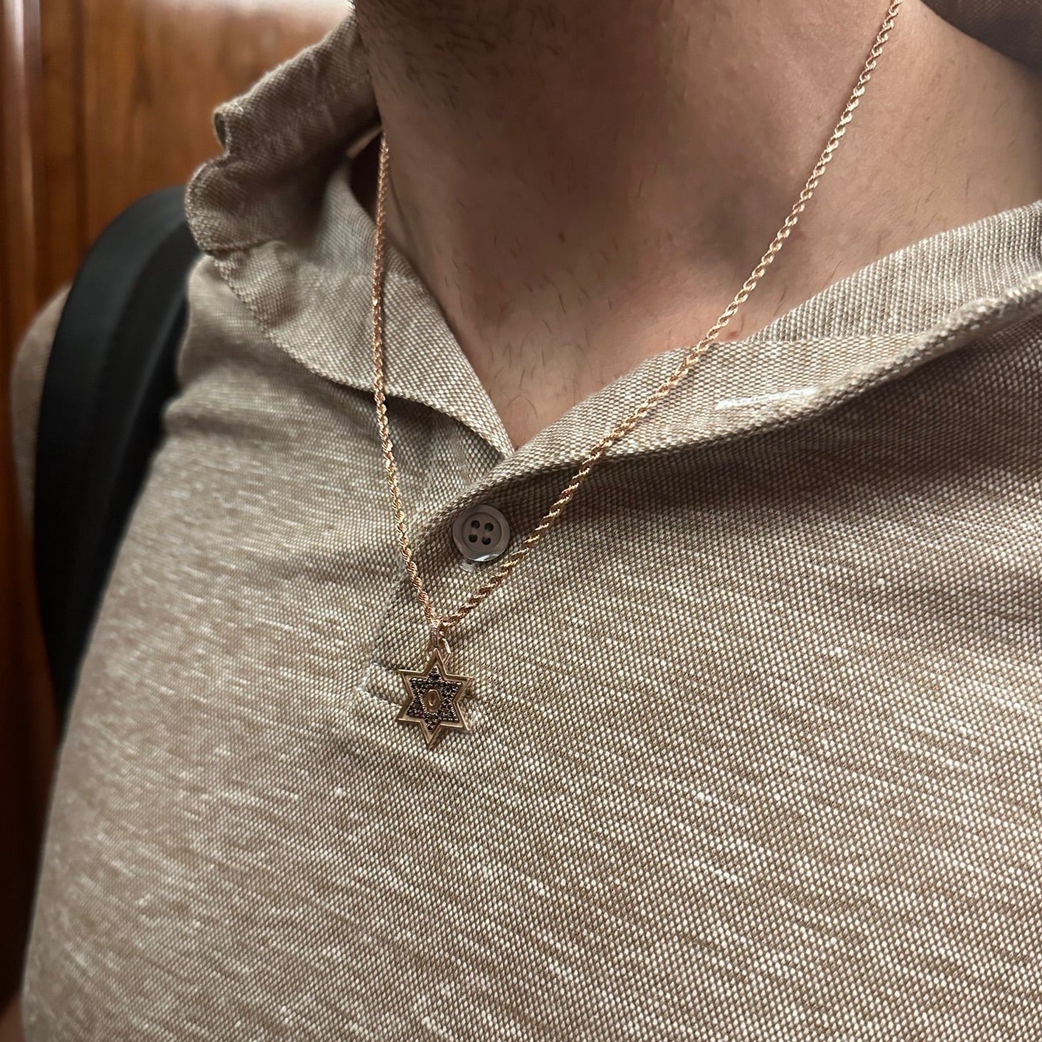 Star of David with Black Diamonds on Rope Chain - Image 3