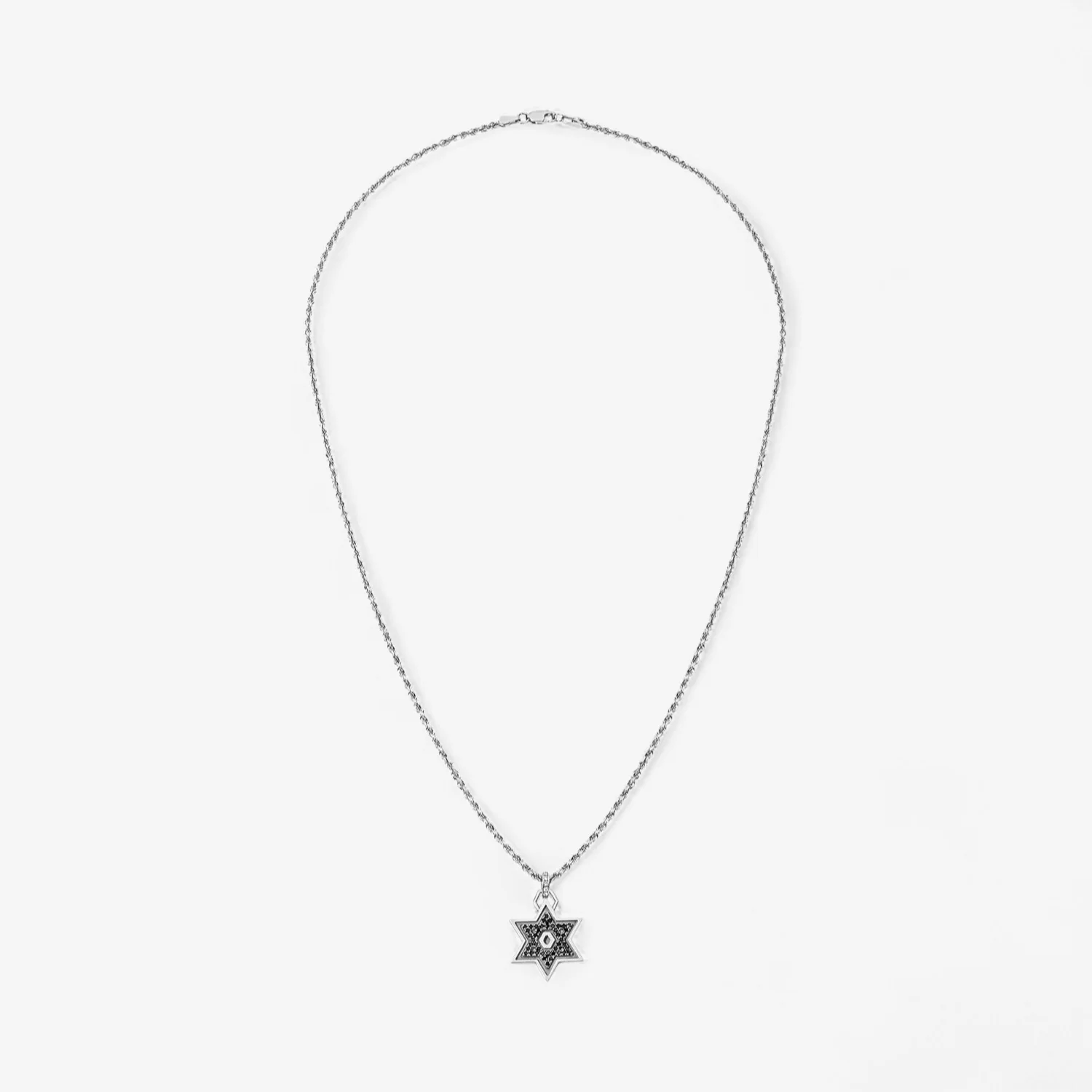 Star of David with Black Diamonds on Rope Chain - Image 4