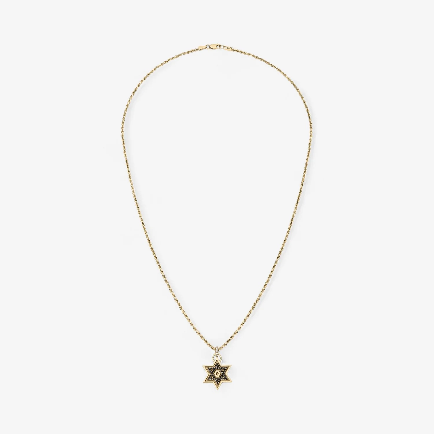 Star of David with Black Diamonds on Rope Chain - Image 5